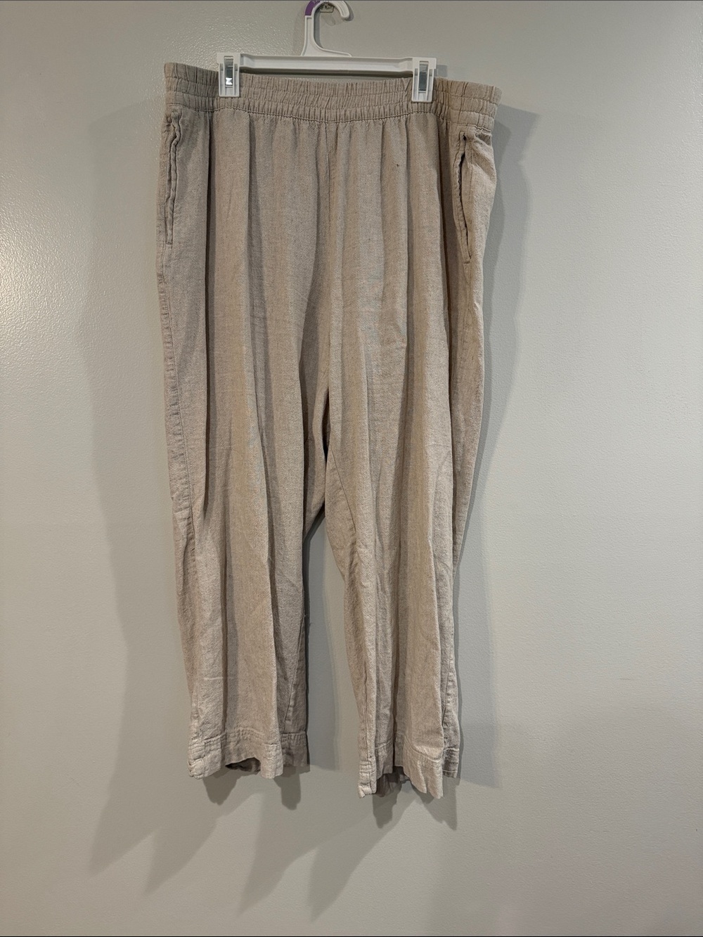 Old Navy Light Beige Wide-Leg Elastic Waist Pants